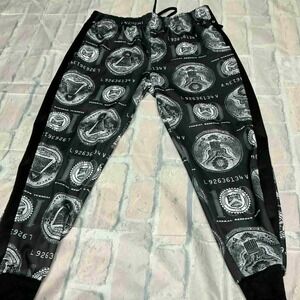 G NET Mens 3XL Dollar Bill Print Jogger Pants Black White Polyester Casual